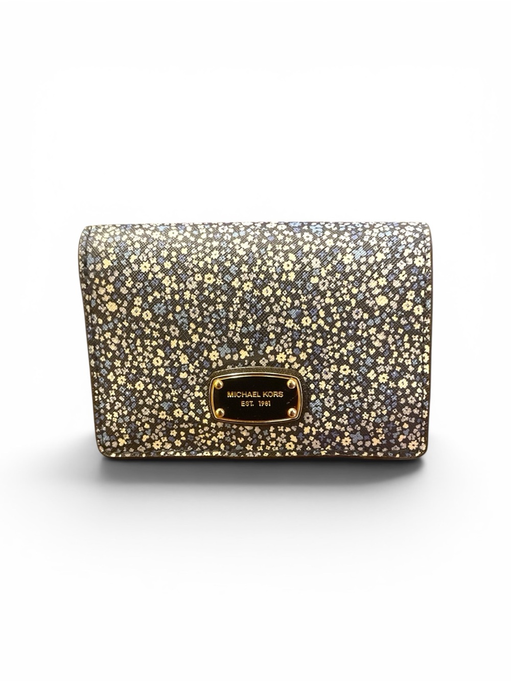 Michael Kors Floral Print Wallet in Blue and White